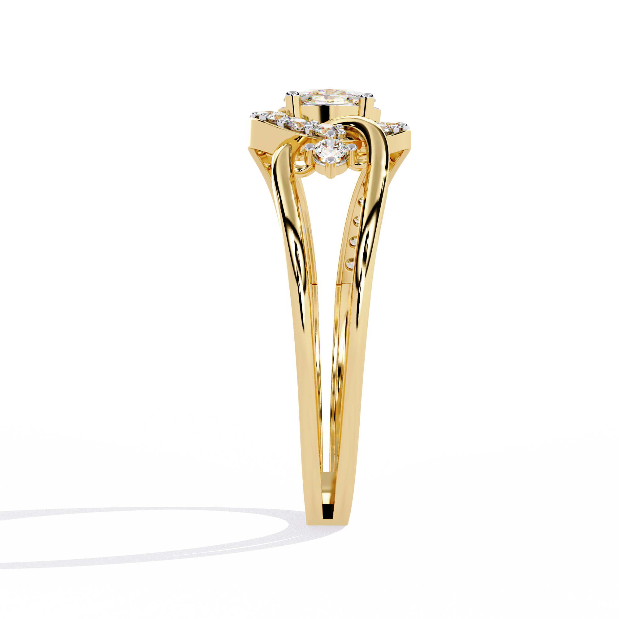 Solitairekart-0.34 CT Lab Grown Oval Diamond Link Halo Ring